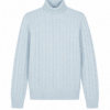 Light Blue Cable Knit Turtleneck Sweater