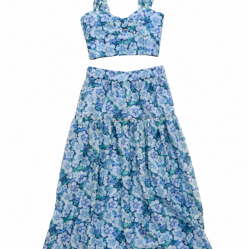 Floral Print Bralette and Tiered Maxi Skirt Set