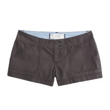 Dark Grey Straight-Fit Shorts with Contrast Stitching and Patch Pockets