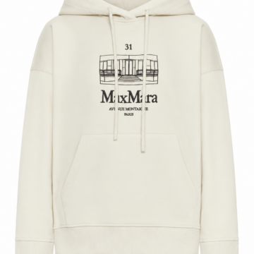 Off-White Graphic Hooded Sweatshirt with Kangaroo Pocket