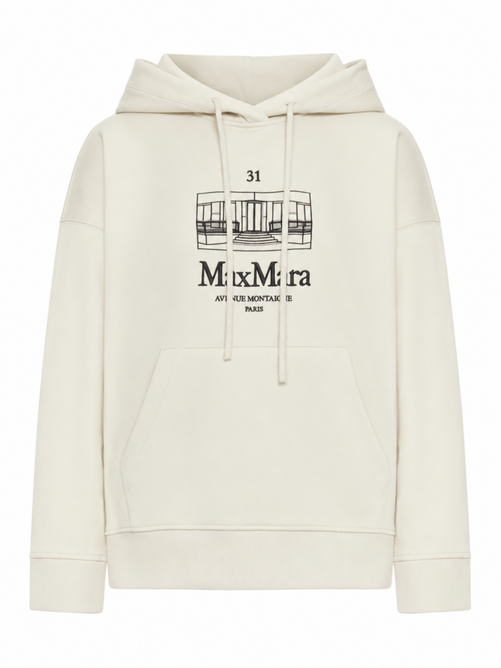 Off-White Graphic Hooded Sweatshirt with Kangaroo Pocket