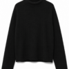 Black Mock Neck Drop Shoulder Knit Top