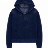 Navy Blue Open-Knit Hooded Sweater