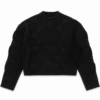 Black Cropped Diamond Cable Knit Sweater