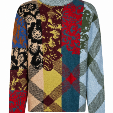 Multicolor Patchwork Argyle Floral Sweater