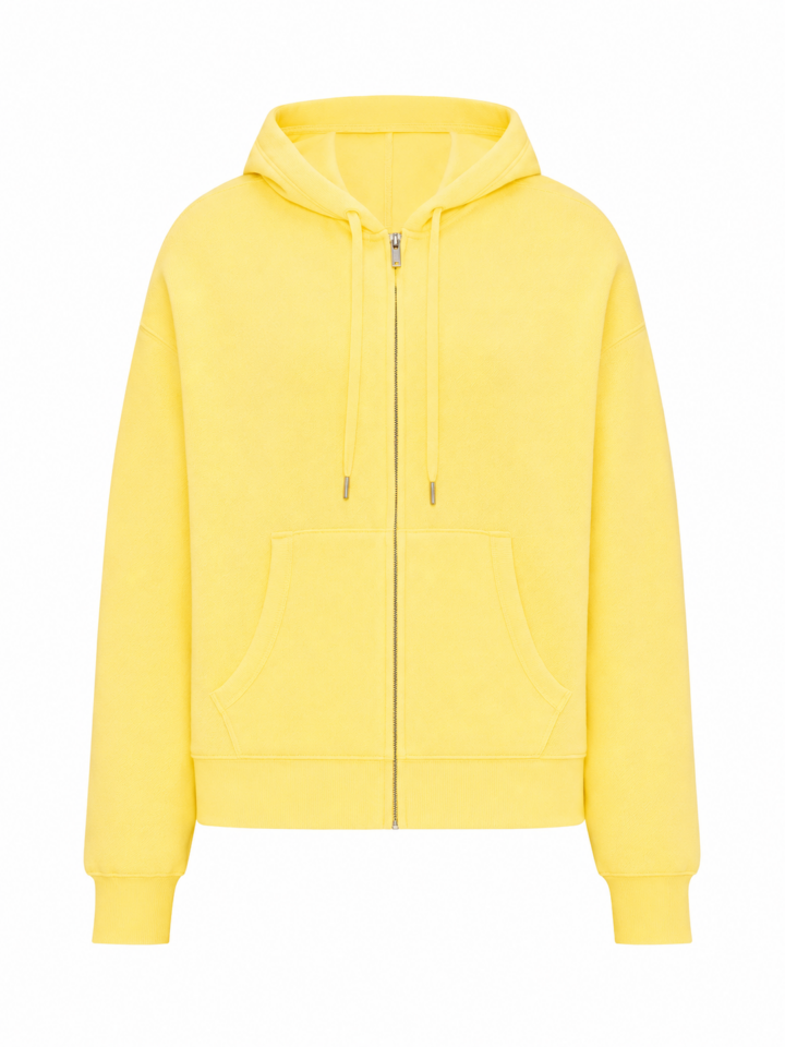 Bright Yellow Zip-Up Hoodie