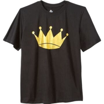 Black Crew Neck Gold Crown Graphic T-Shirt