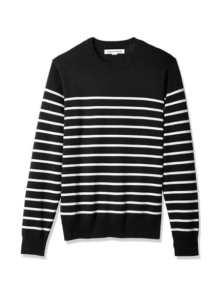 Black Striped Crewneck Sweater