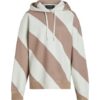 Cream and Pink Diagonal Stripe Oversized Hooded Sweatshirt